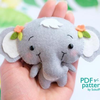 Elephant Pdf Pattern, Jungle Safari Baby Animal..