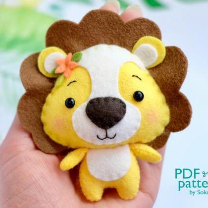Felt lion toy sewing PDF pattern, A..