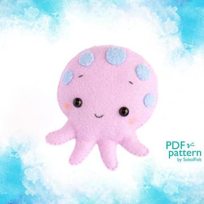 Octopus toy sewing PDF Pattern, Fel..