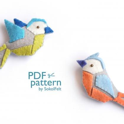 2 felt bird toys sewing PDF pattern..