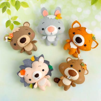 Set Of 10 Cute Woodland Animal Felt Toy Sewing Pdf..