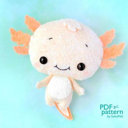 Baby Axolotl felt toy sewing PDF an..