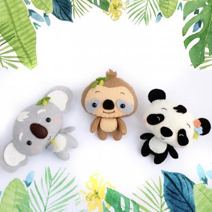 Panda Pdf Pattern, Felt Woodland Animal Plush Toy..