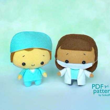 Doctor and nurse felt toy sewing PD..