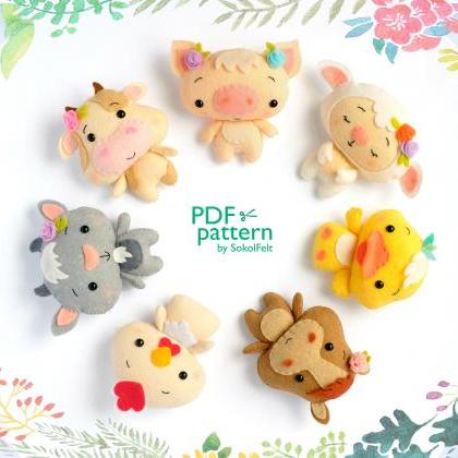 Felt baby cow toy sewing PDF patter..
