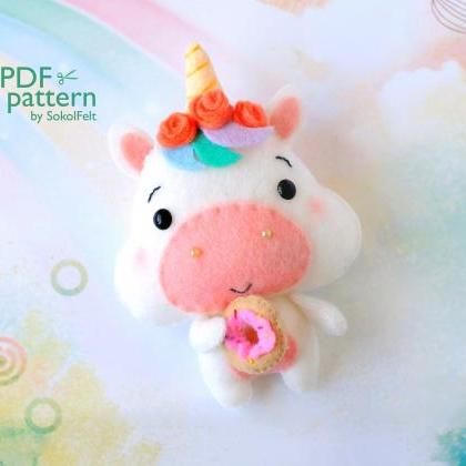 Felt Baby Unicorn Toy Pdf And Svg Pattern, Chubby..
