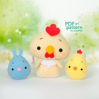 Chick Felt Toy Sewing Pdf Patterns, Easter Toy..