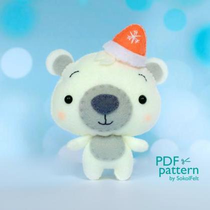 Polar Bear Toy Pdf Pattern, Felt Arctic White Bear..