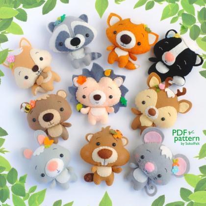Bear Pdf Pattern, Felt Woodland Animal Cub Toy..