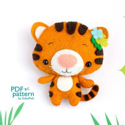 Felt baby tiger toy sewing PDF and ..
