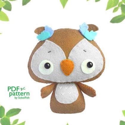 Baby Owl Pdf Pattern, Felt Bird Toy Sewing..