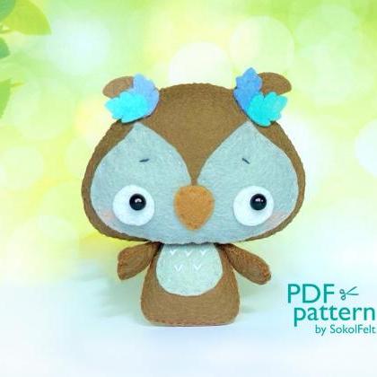 Baby Owl Pdf Pattern, Felt Bird Toy Sewing..
