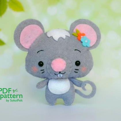 Mouse Pdf Pattern, Felt Woodland Animal Plush Toy..