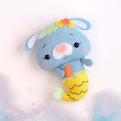 Felt mermaid bunny toy PDF pattern,..