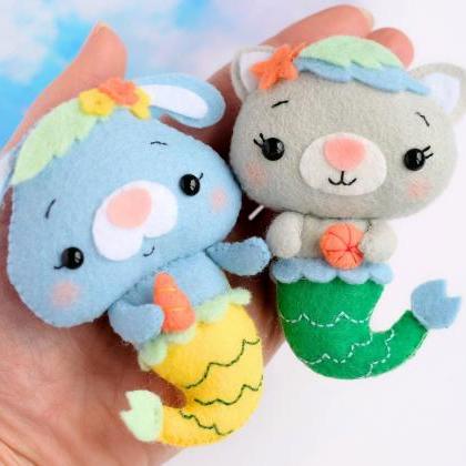 Felt Mermaid Bunny Toy Pdf Pattern, Sea Life Toy..