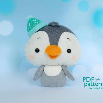 Baby Penguin Toy Pdf Pattern, Felt Polar Animal..