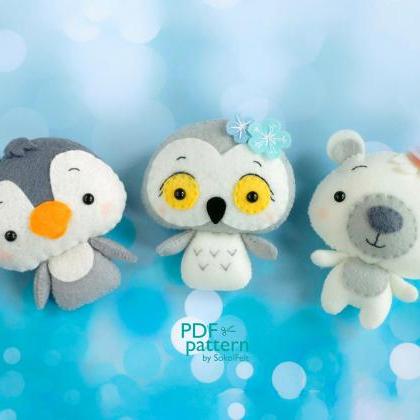 Baby Penguin Toy Pdf Pattern, Felt Polar Animal..