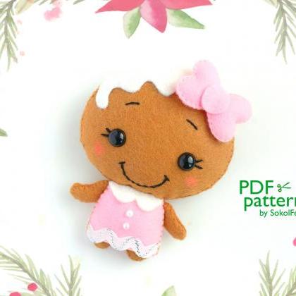 Felt Mrs. Gingerbread Toy Pdf Pattern, Christmas..