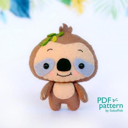 Sloth Pdf Pattern, Felt Woodland Animal Plush Toy..