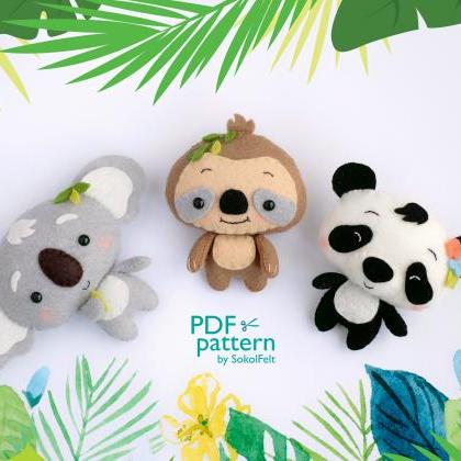 Sloth Pdf Pattern, Felt Woodland Animal Plush Toy..