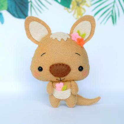 Cute Kangaroo Toy Sewing Pdf Pattern, Felt Wallaby..