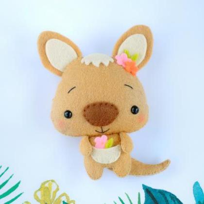 Cute Kangaroo Toy Sewing Pdf Pattern, Felt Wallaby..