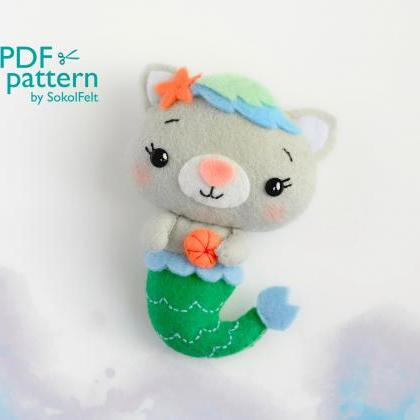 Felt mermaid kitty toy PDF pattern,..