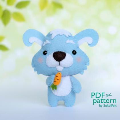 Bunny Pdf Pattern, Felt Woodland Animal Plush Toy..