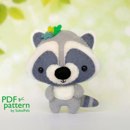 Raccoon PDF pattern, Felt woodland ..