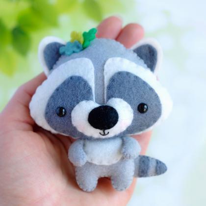 Raccoon Pdf Pattern, Felt Woodland Baby Animal Toy..