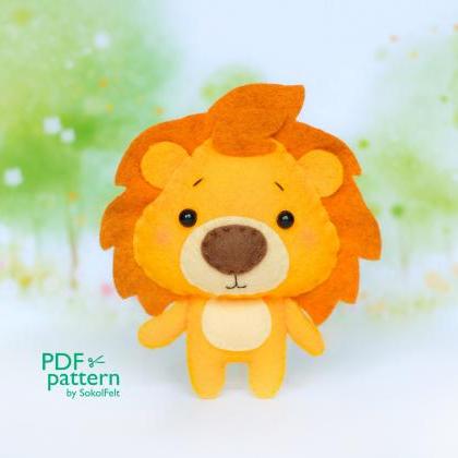 Felt Cowardly lion toy sewing PDF p..