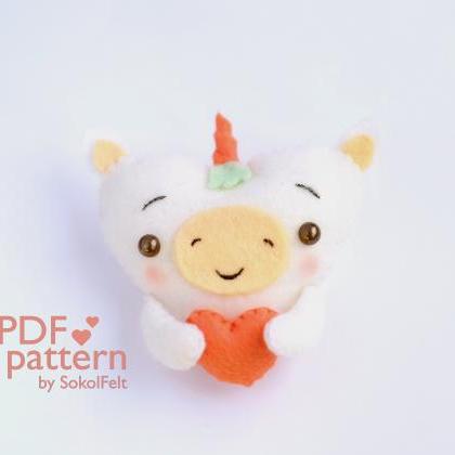 Felt baby unicorn toy sewing PDF pa..