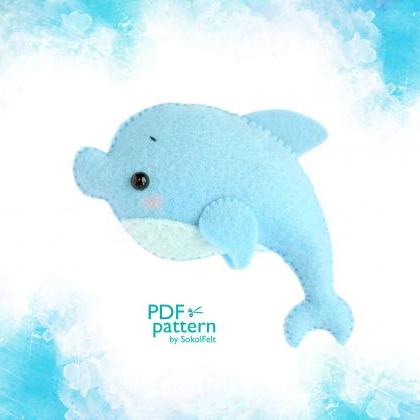 Dolphin Toy Sewing Pdf Pattern, Felt Sea Ocean..