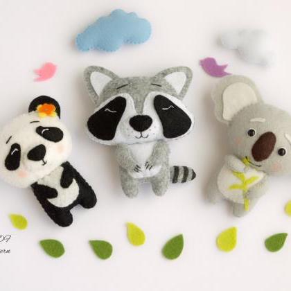 felt Panda toy sewing PDF pattern, ..