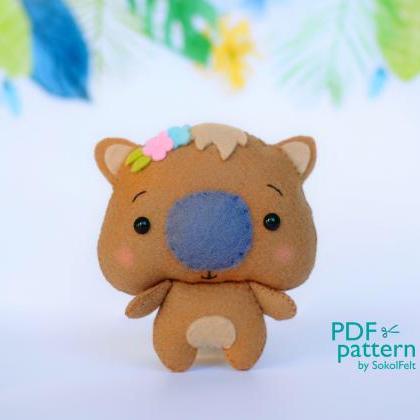 Felt baby wombat toy PDF pattern, A..