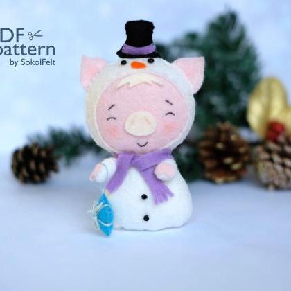 Christmas pig toy sewing PDF Patter..