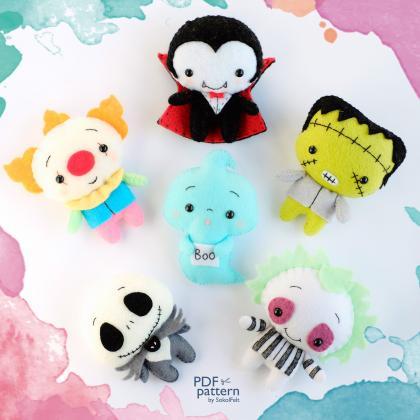 Set Of 15 Felt Halloween Toy Sewing Pdf And Svg..