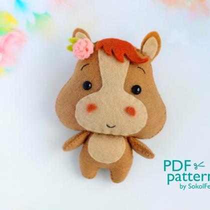 Felt baby horse toy sewing PDF patt..