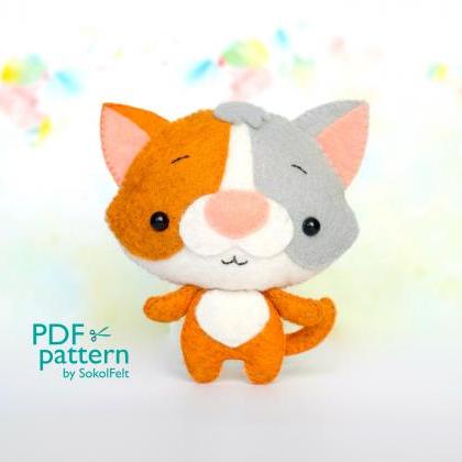 Felt Calico cat toy sewing PDF patt..