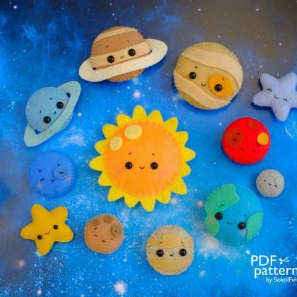 Set Of Felt Space Toy Pdf And Svg Patterns,..