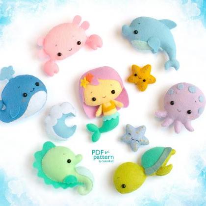 Sea Creatures Felt Toy Pdf And Svg Patterns,..