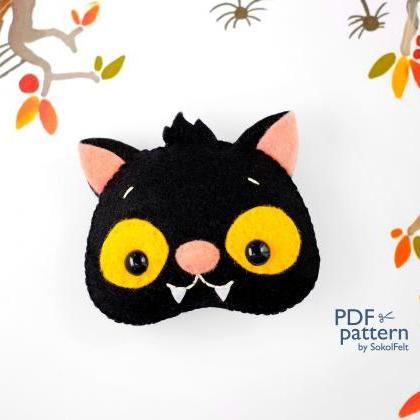 Black cat felt toy PDF and SVG patt..