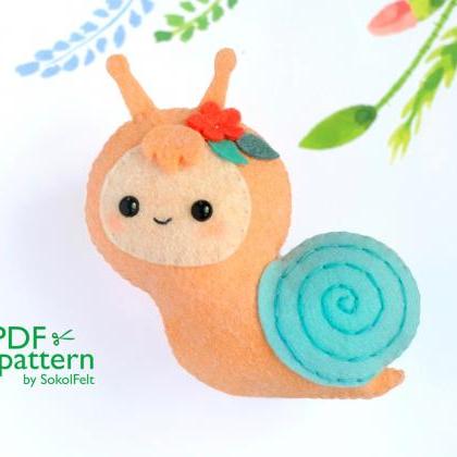 Little Snail Felt Toy Sewing Pdf And Svg Patterns,..