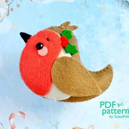 Christmas Robin Felt Toy Pdf And Svg Patterns,..