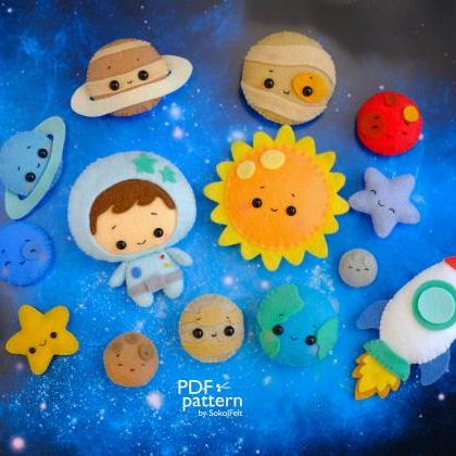 Felt Solar System Toy Pdf And Svg Patterns, Sun,..
