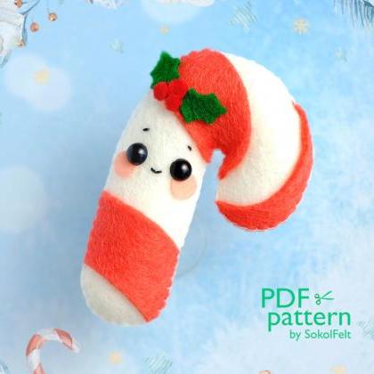 Christmas Candy Cane Felt Toy Pdf And Svg..