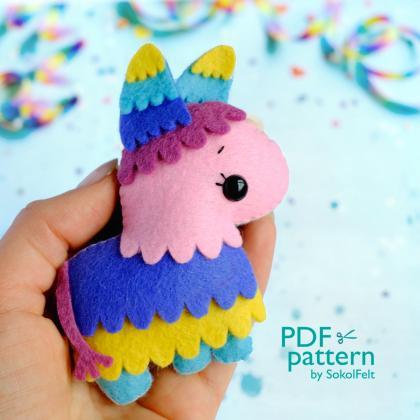 Cute Pinata Felt Toy Sewing Pdf And Svg Patterns,..