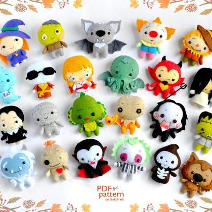 Felt Halloween Toys Sewing Pdf And Svg Patterns Set Of 23 Easy