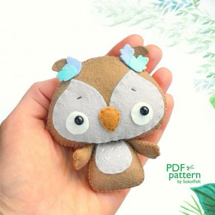 Baby owl felt toy sewing PDF and SV..