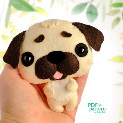 Cute pug felt toy sewing PDF and SV..